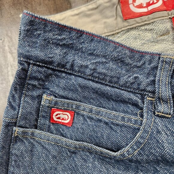 Vintage Ecko size 36 Denim Carpenter Jean Shorts Baggy Y2k Hip Hop - Picture 6 of 9